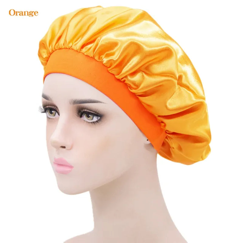 New Imitation Silk Nightcap Satin Elastic Narrow Brim Shower Cap round Hat Home Hair Care Cap