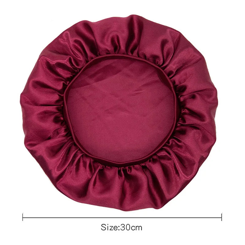 New Imitation Silk Nightcap Satin Elastic Narrow Brim Shower Cap round Hat Home Hair Care Cap